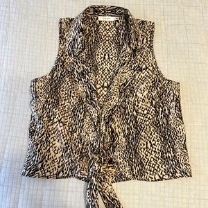 Lush sleeveless brown, black, and tan printed top. Size small. Great condition!